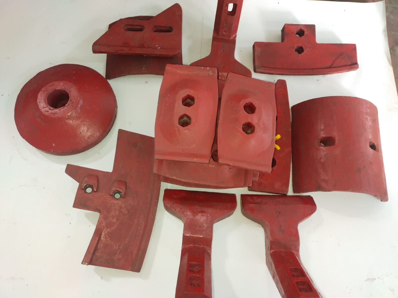 Complete set of batching plant spare parts laid out for assembly