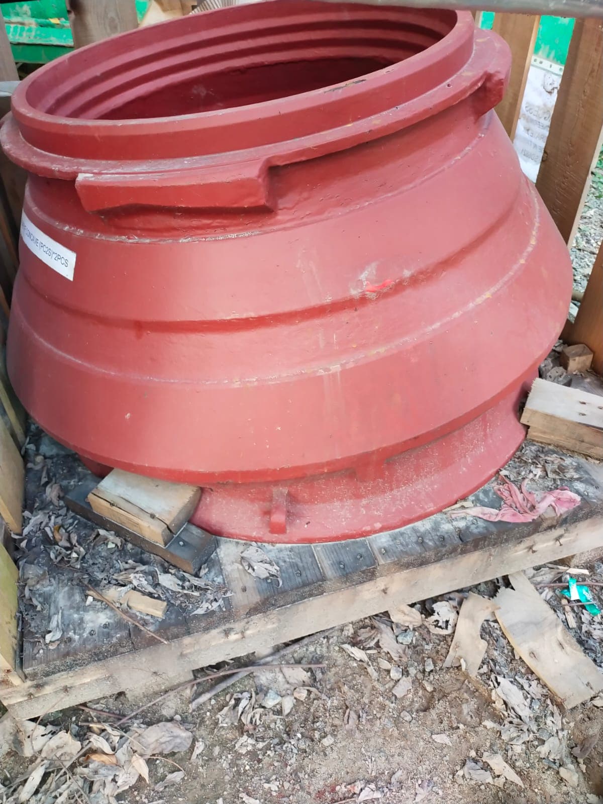 Large crusher concave wear part labeled CONCAVE PCZS